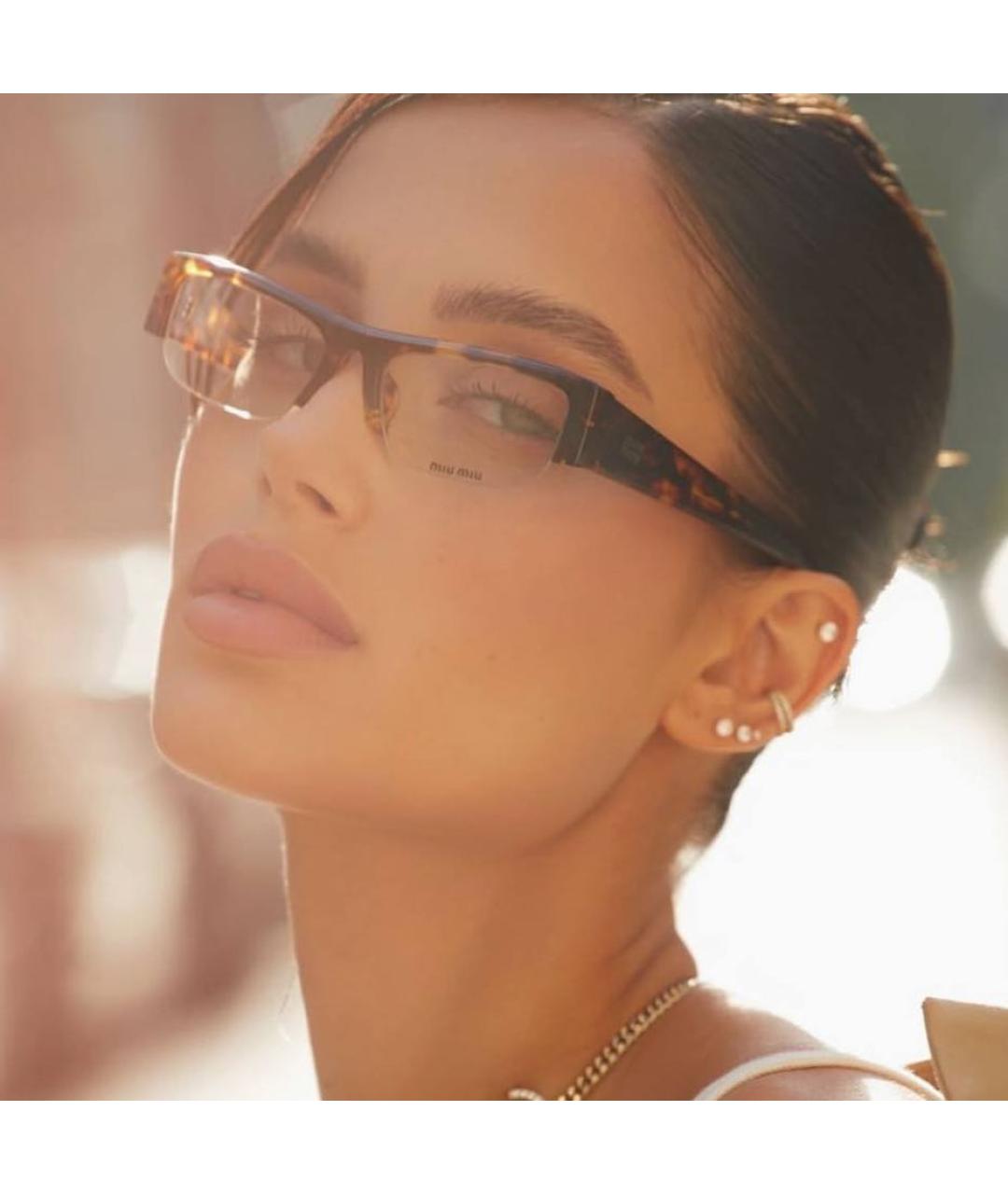 MIU MIU Коричневые пластиковые солнцезащитные очки, фото 5