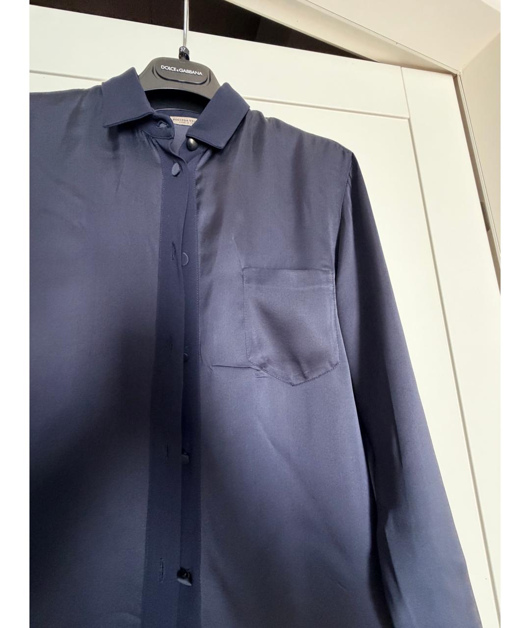 BOTTEGA VENETA Синяя шелковая блузы, фото 4