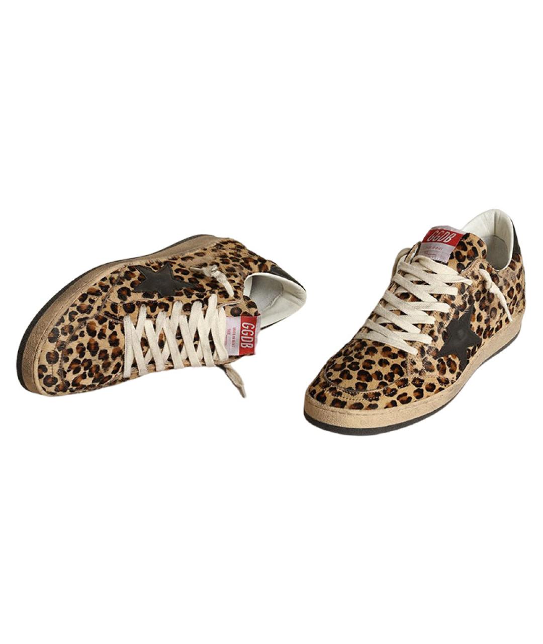 GOLDEN GOOSE Коричневые кожаные кроссовки, фото 3