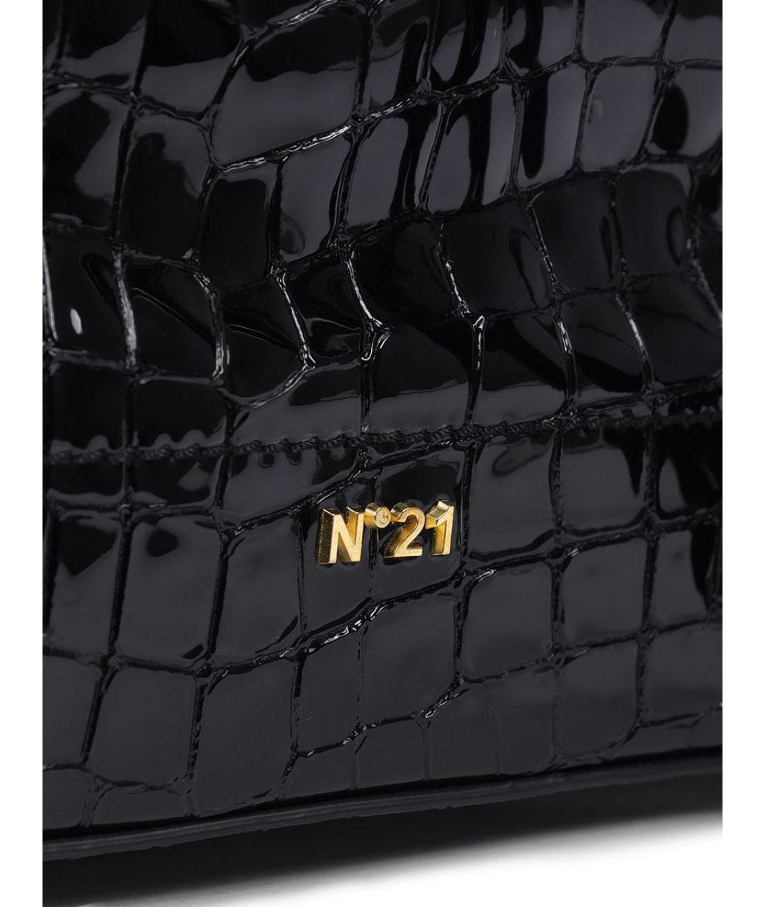 NO. 21 Черная сумка через плечо из лакированной кожи, фото 4