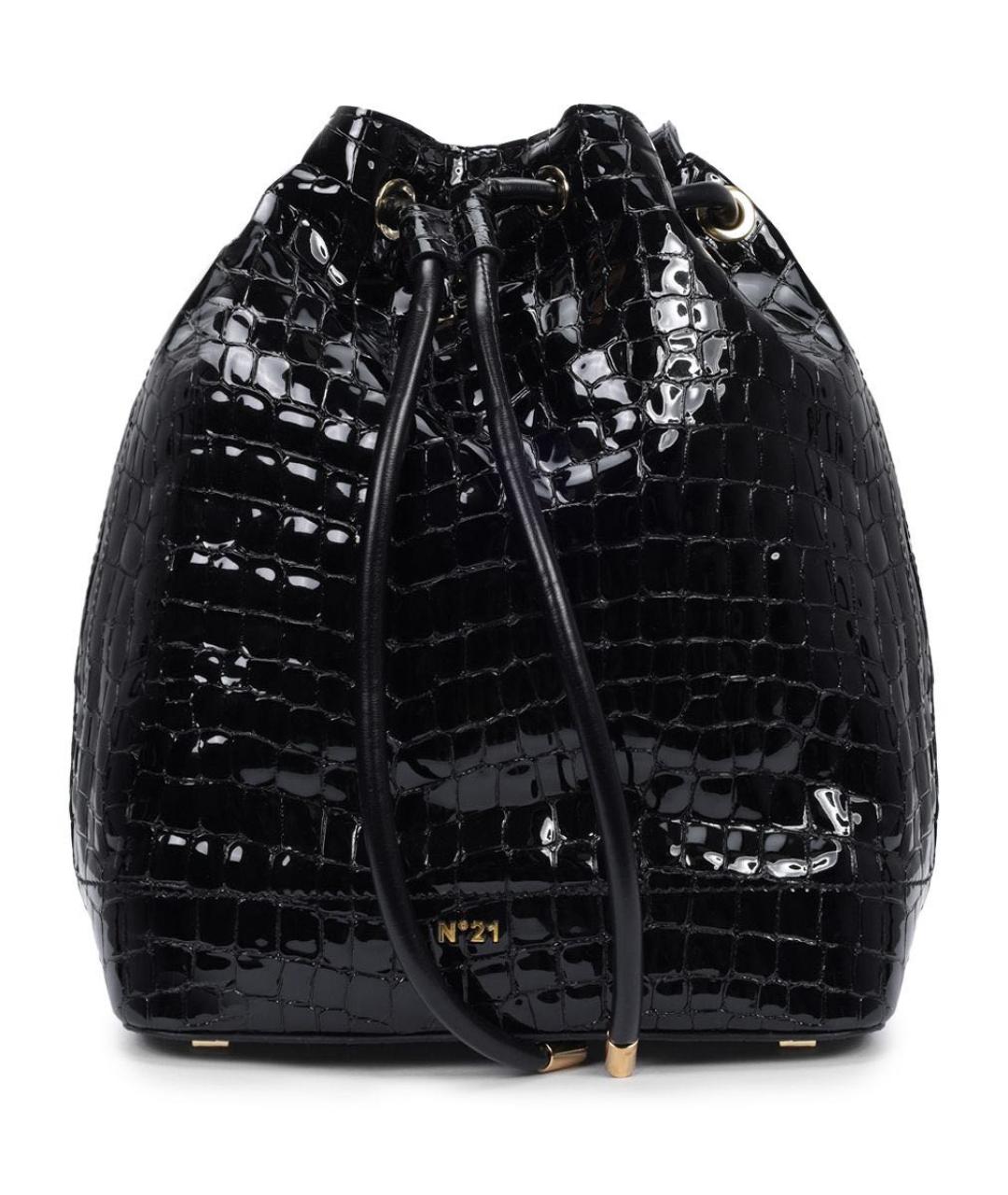NO. 21 Черная сумка через плечо из лакированной кожи, фото 1