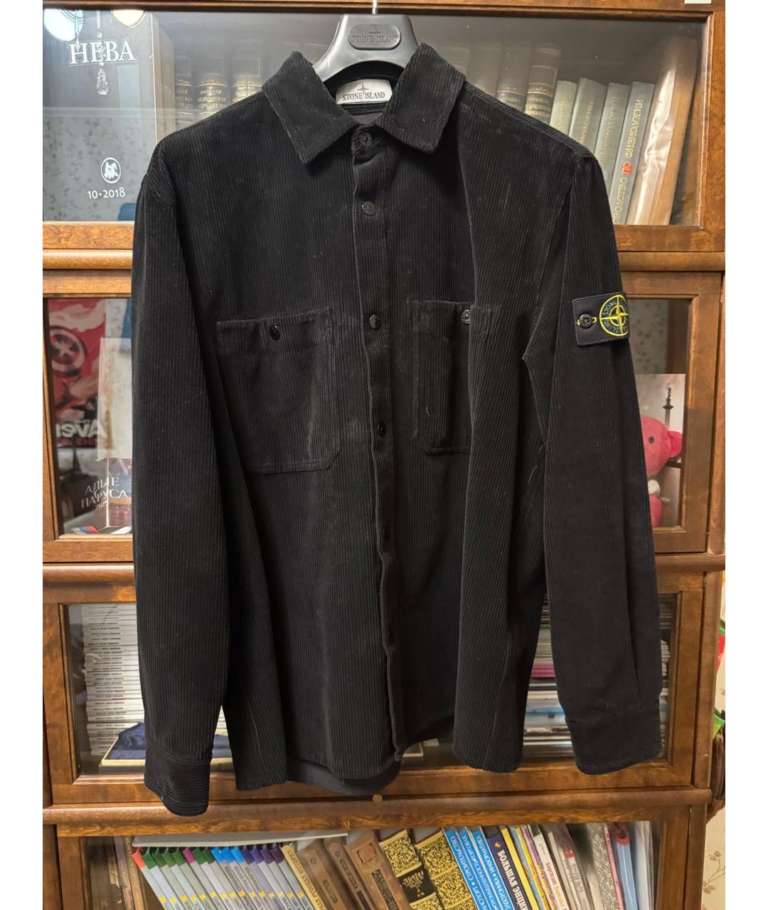 STONE ISLAND Черный хлопковый кардиган, фото 9