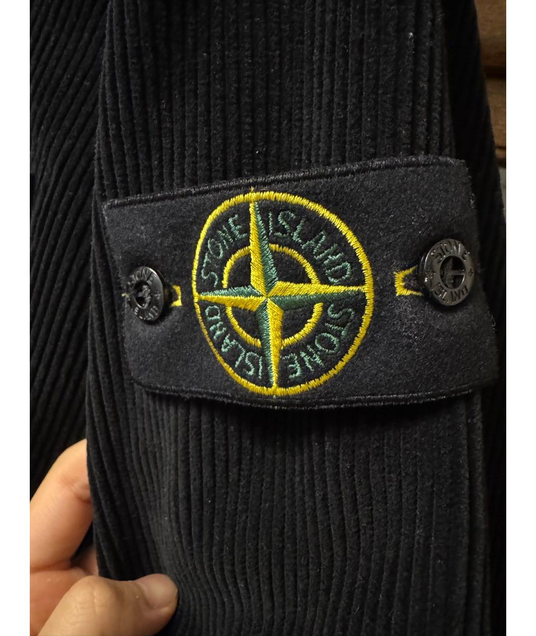 STONE ISLAND Черный хлопковый кардиган, фото 3