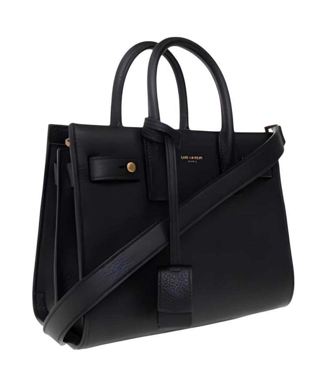 SAINT LAURENT Черная кожаная сумка через плечо, фото 2