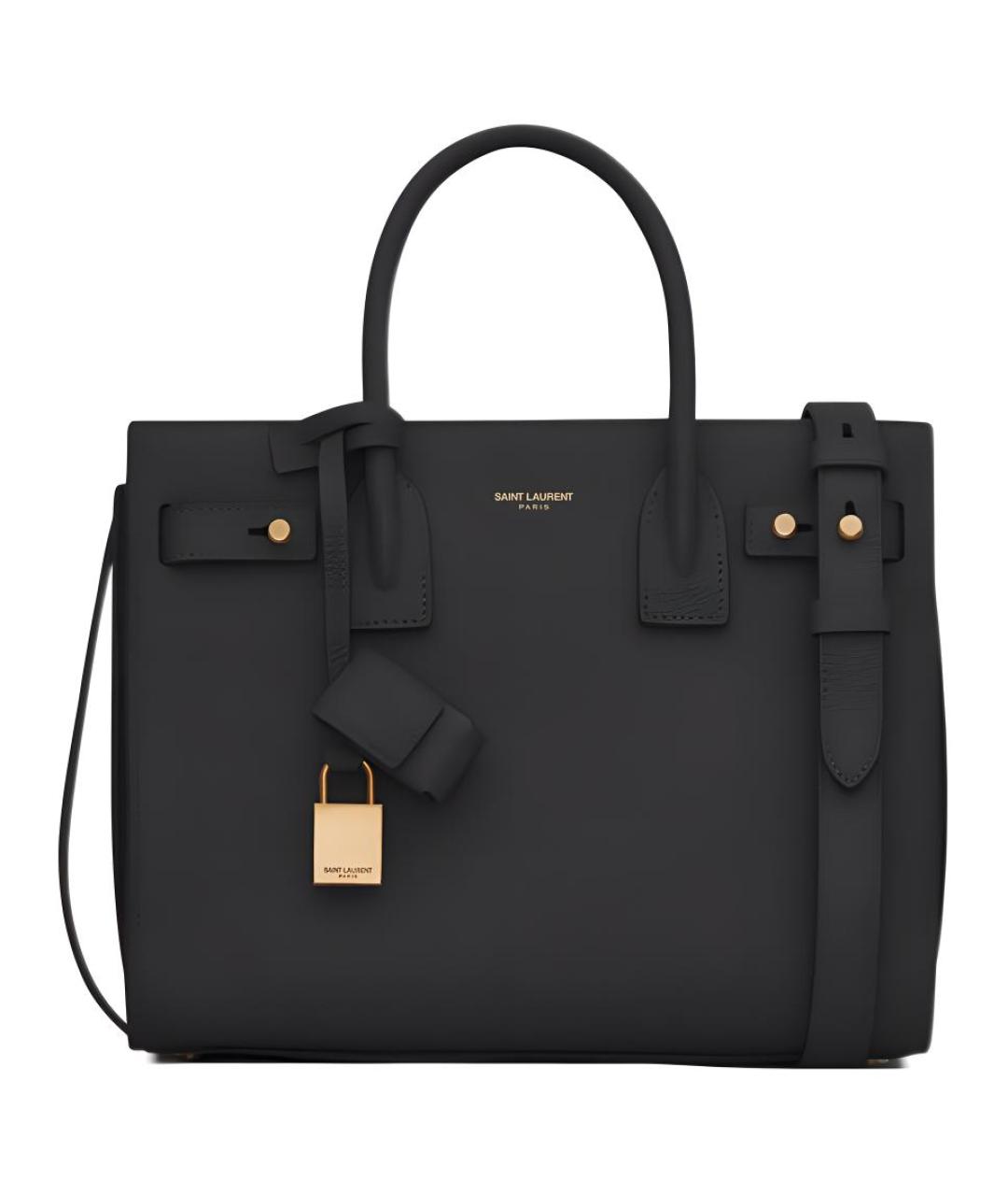 SAINT LAURENT Черная кожаная сумка через плечо, фото 1