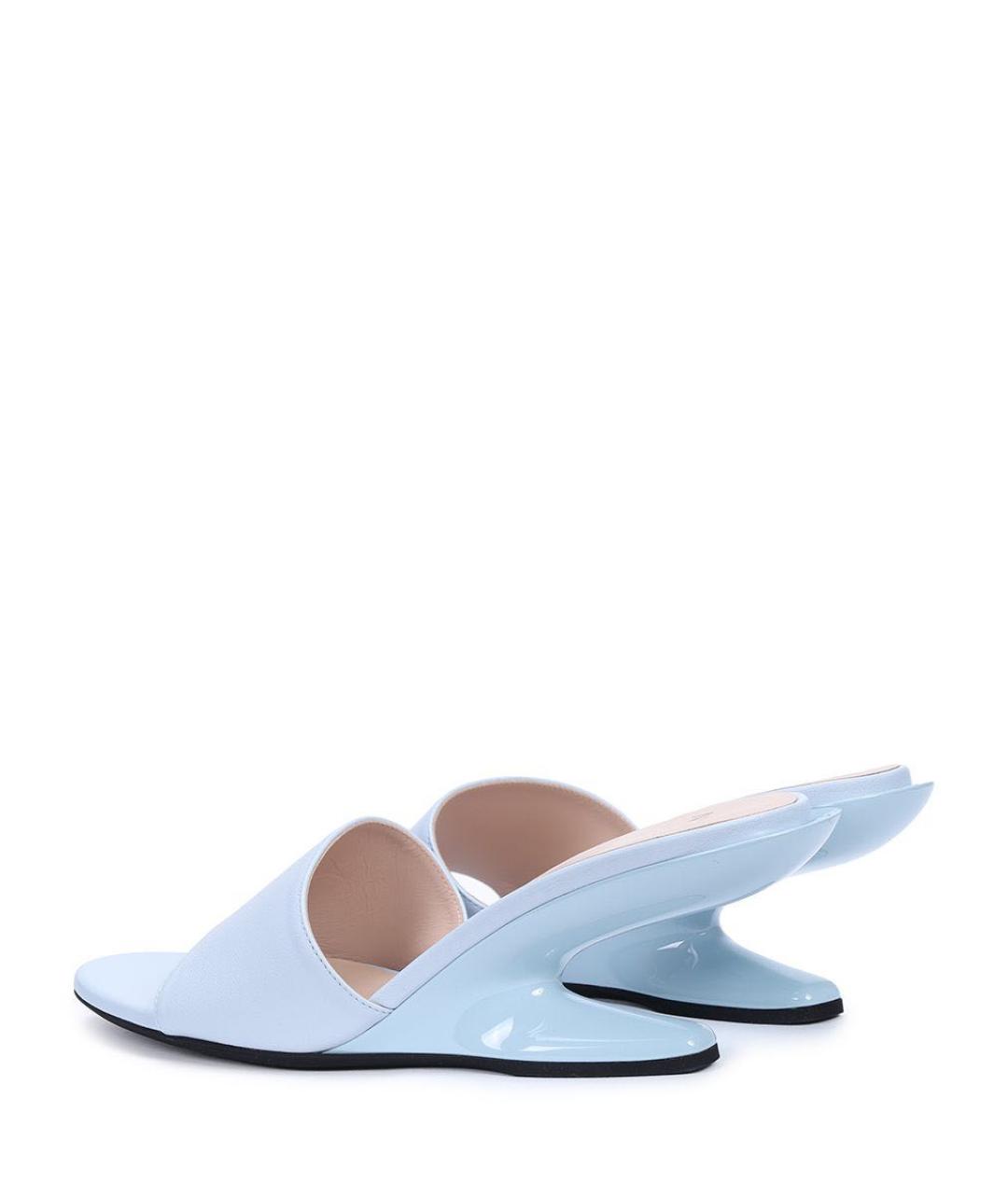 NO. 21 Голубые кожаные мюли, фото 4