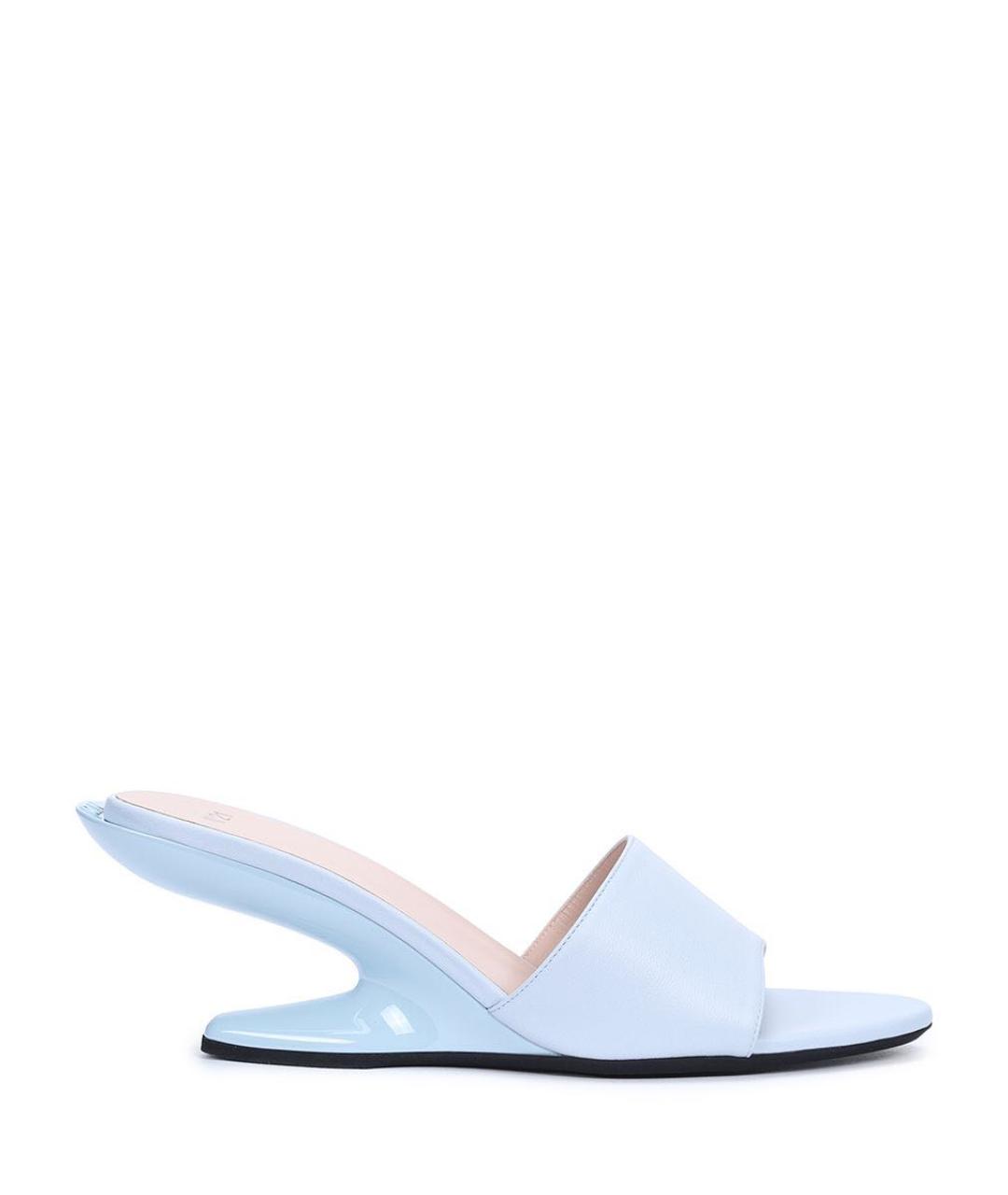 NO. 21 Голубые кожаные мюли, фото 1