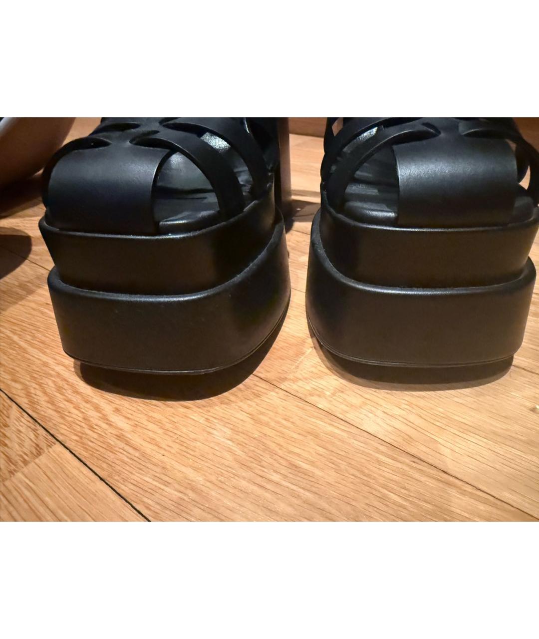 VERSACE Черные кожаные босоножки, фото 6