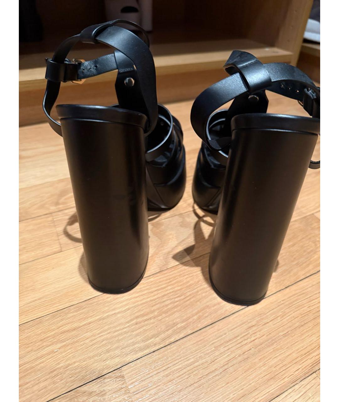 VERSACE Черные кожаные босоножки, фото 4