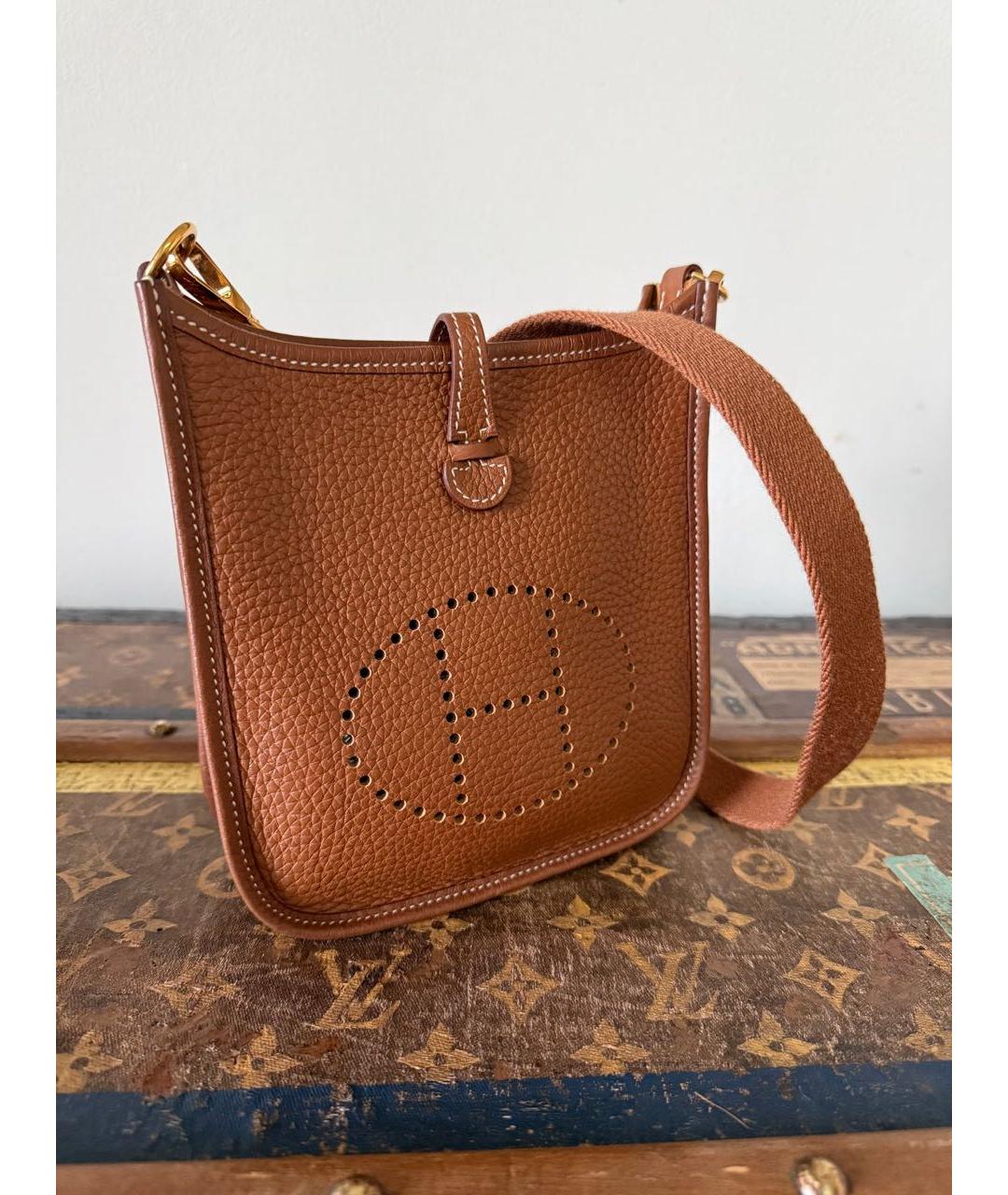 HERMES Коричневая кожаная сумка через плечо, фото 5