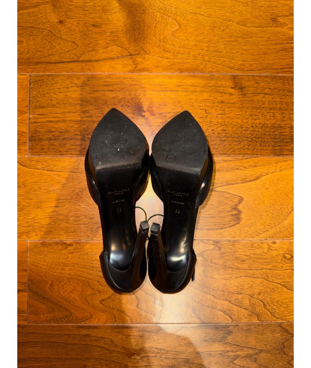 SAINT LAURENT Черные кожаные туфли, фото 5
