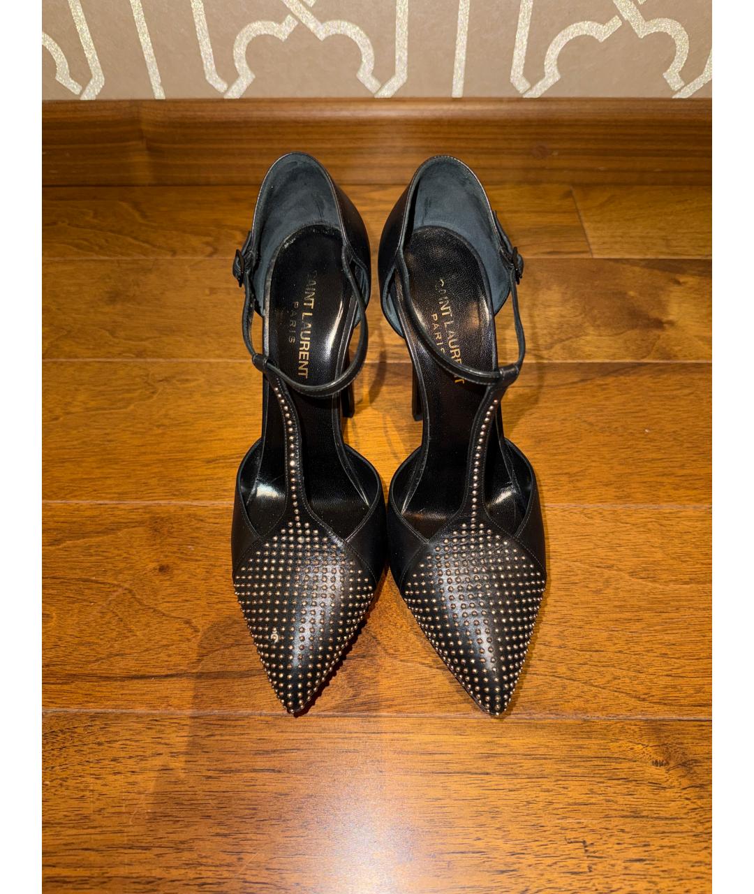 SAINT LAURENT Черные кожаные туфли, фото 2