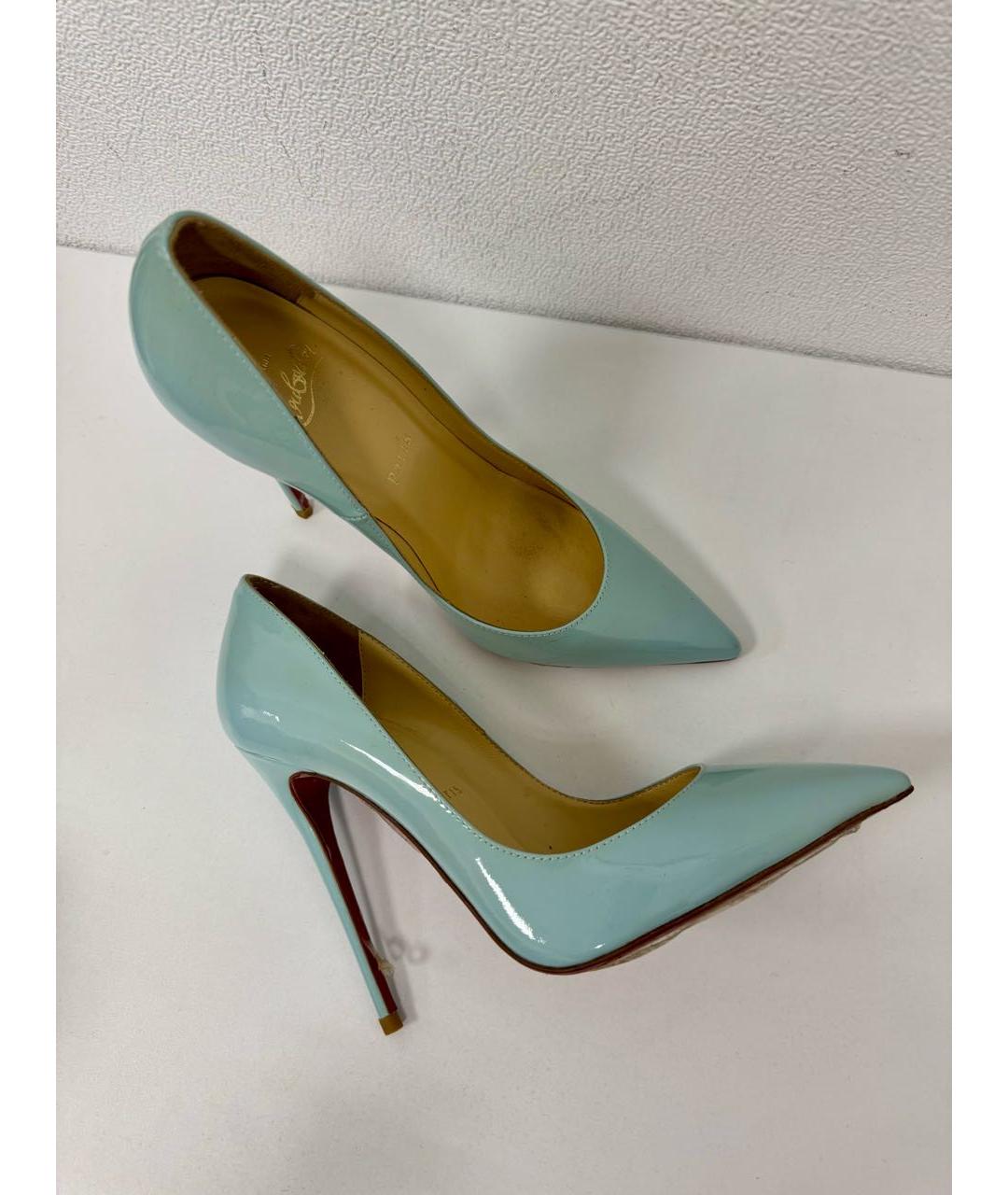 CHRISTIAN LOUBOUTIN Бирюзовые туфли из лакированной кожи, фото 4