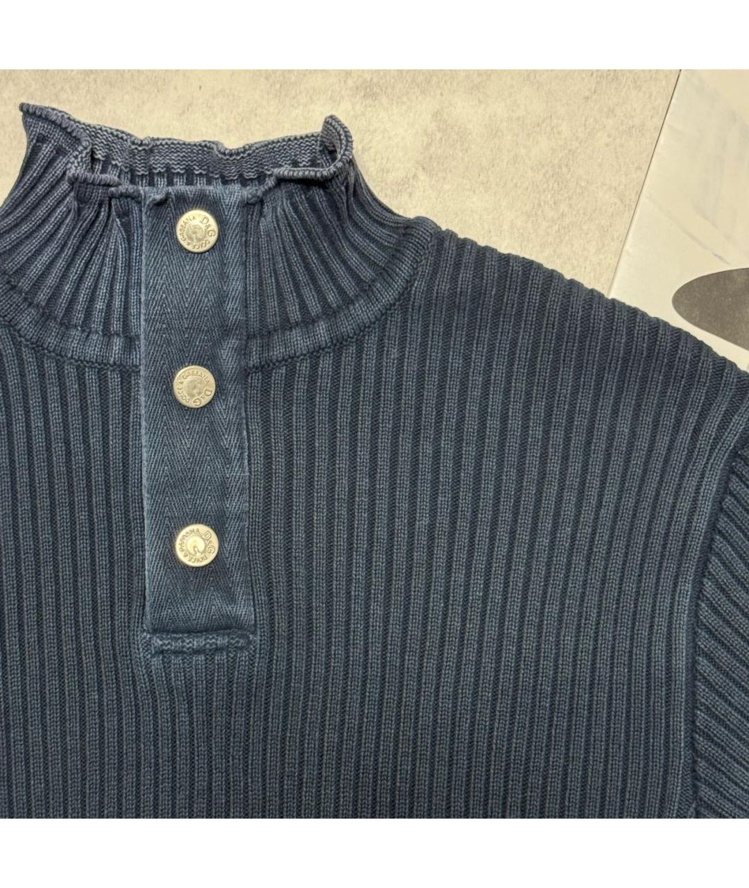 DOLCE&GABBANA Темно-синий полиэстеровый джемпер / свитер, фото 2