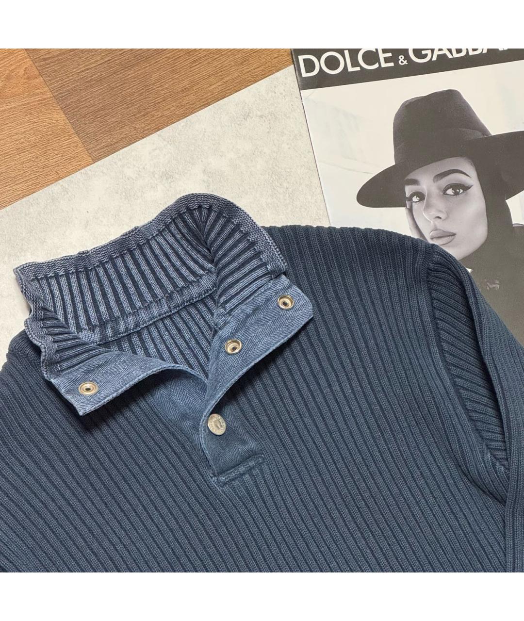 DOLCE&GABBANA Темно-синий полиэстеровый джемпер / свитер, фото 3