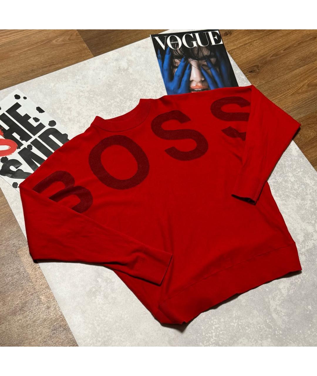 HUGO BOSS Красный полиэстеровый джемпер / свитер, фото 4