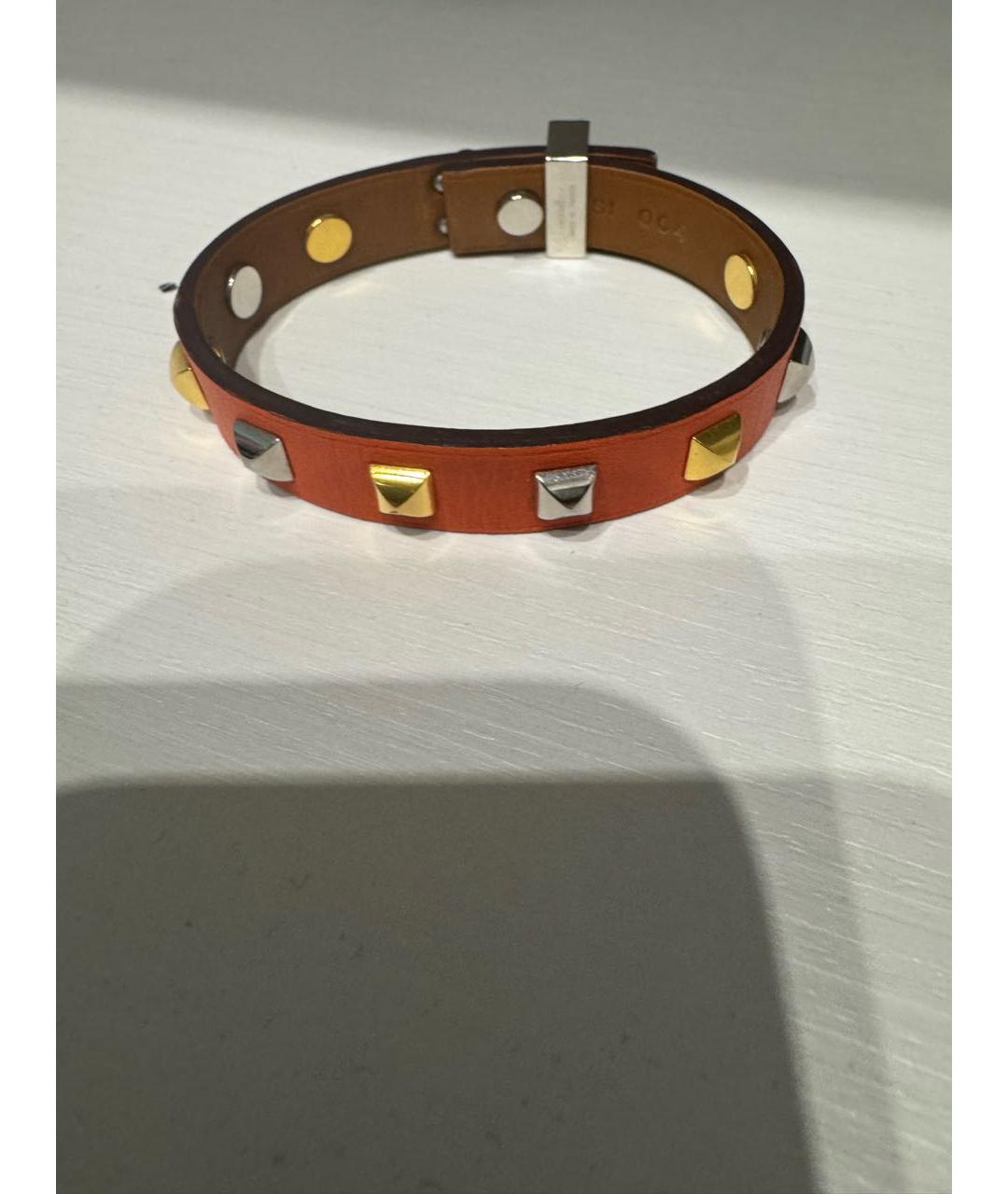 HERMES Оранжевый кожаный браслет, фото 5