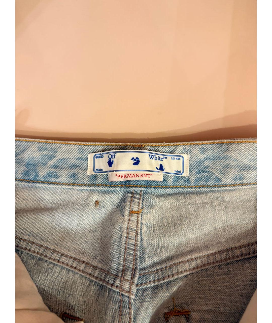 OFF-WHITE Голубые хлопковые джинсы клеш, фото 3