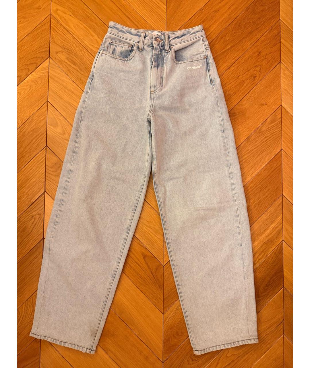OFF-WHITE Голубые хлопковые джинсы клеш, фото 7