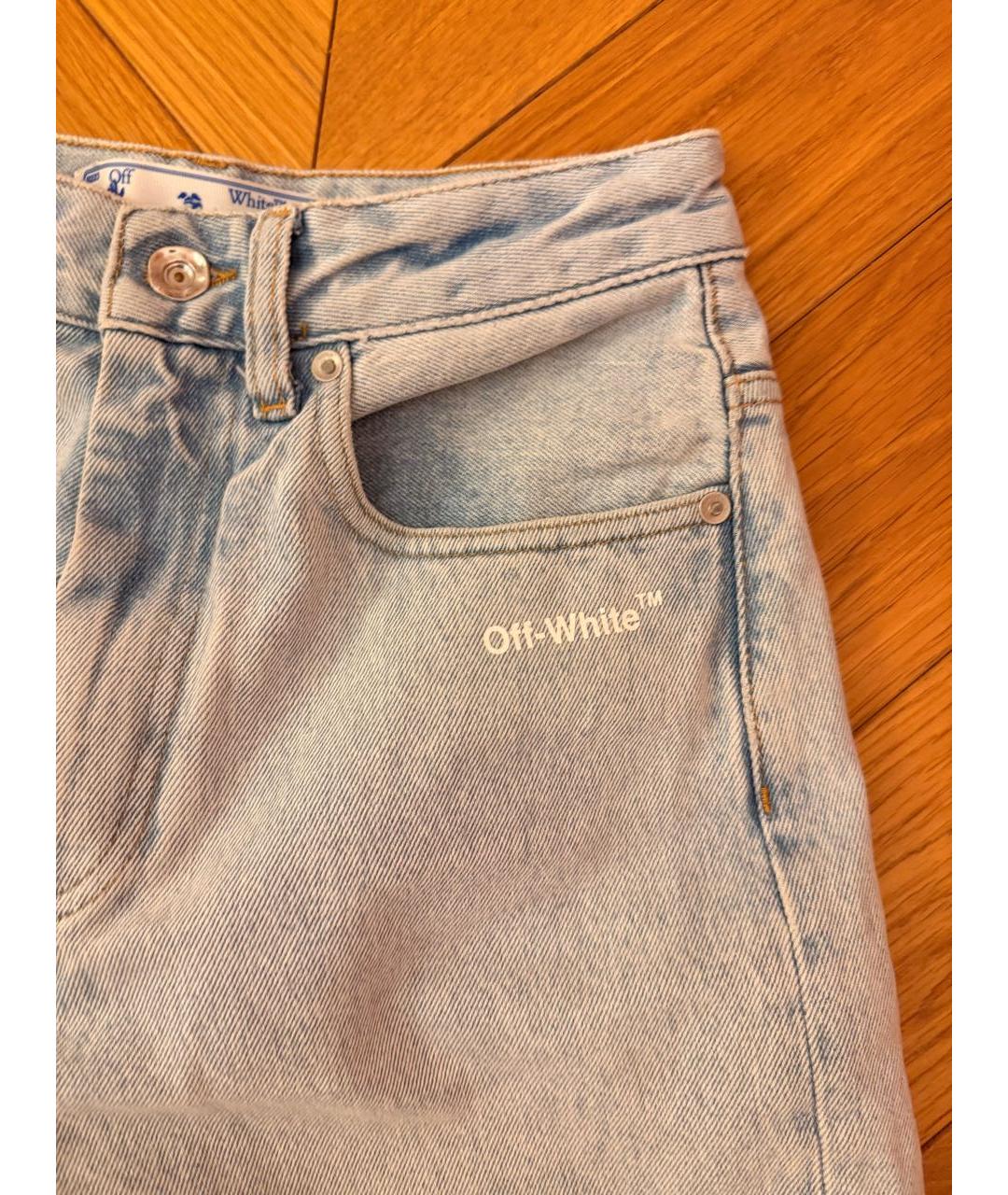 OFF-WHITE Голубые хлопковые джинсы клеш, фото 4