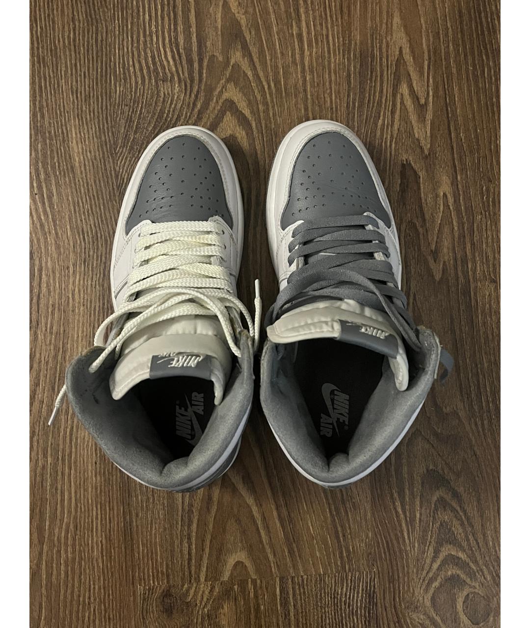 JORDAN Белые кожаные высокие кроссовки / кеды, фото 3