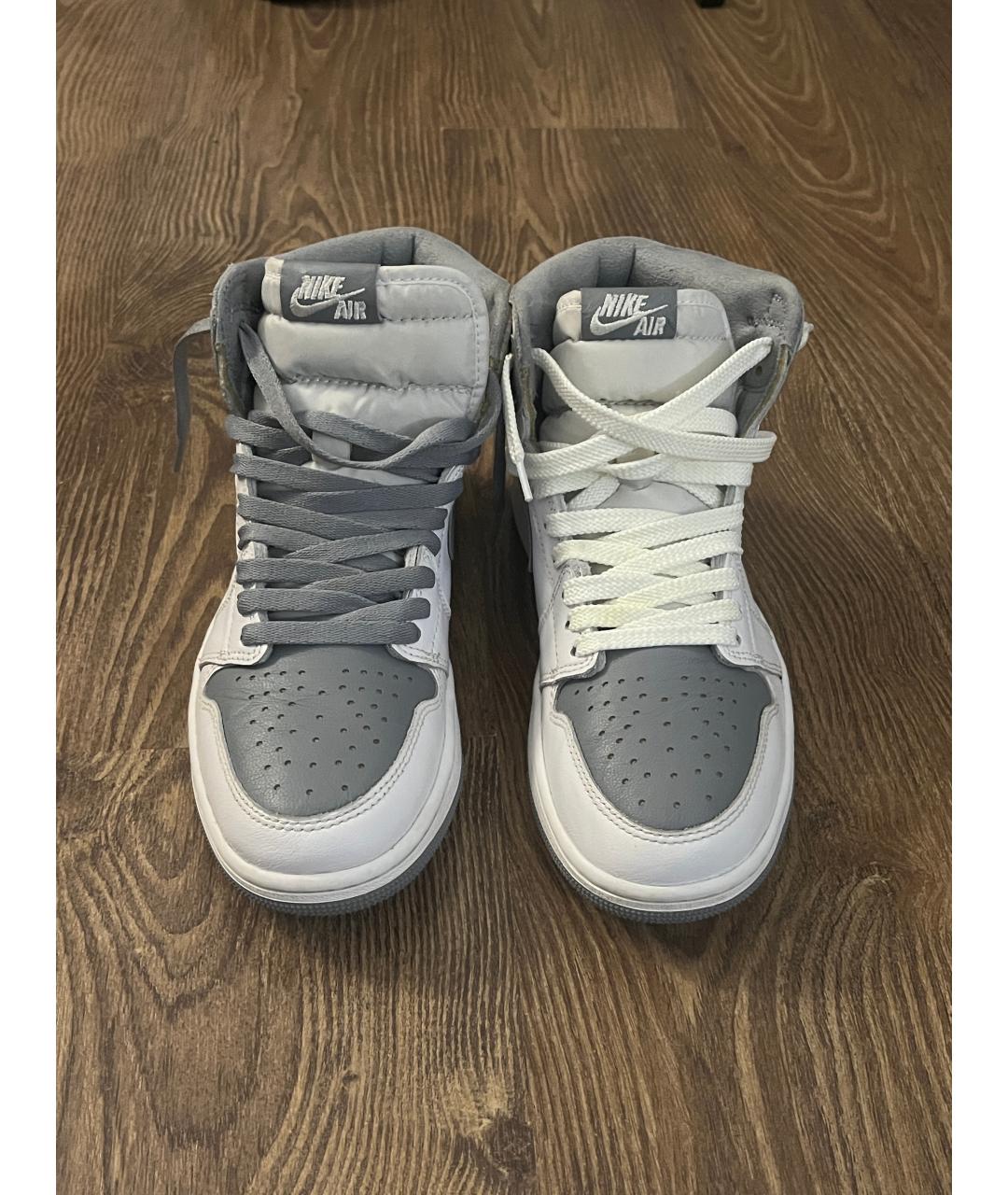 JORDAN Белые кожаные высокие кроссовки / кеды, фото 2