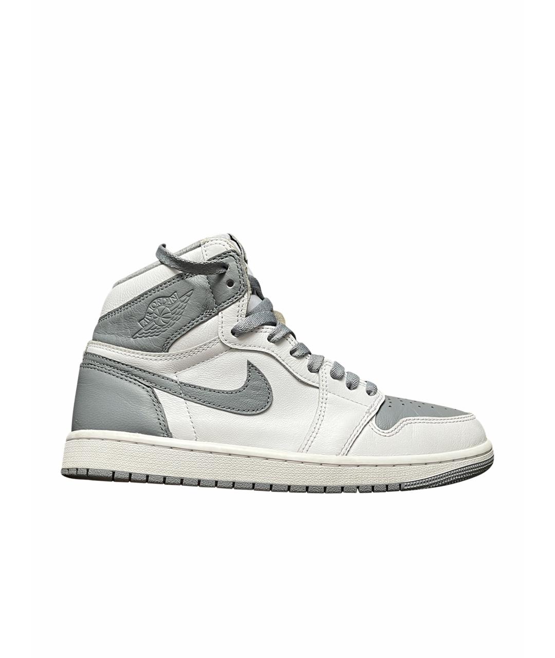 JORDAN Белые кожаные высокие кроссовки / кеды, фото 1