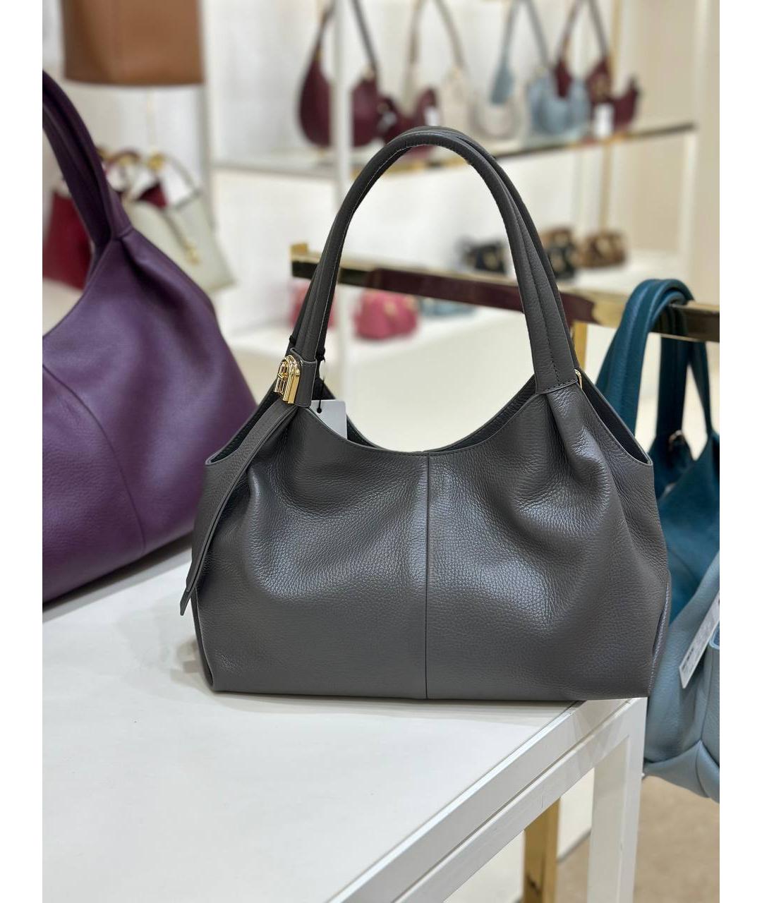 FURLA Серая кожаная сумка через плечо, фото 9