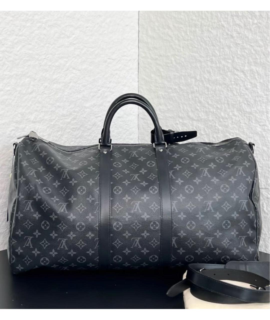 LOUIS VUITTON Антрацитовая дорожная/спортивная сумка, фото 3