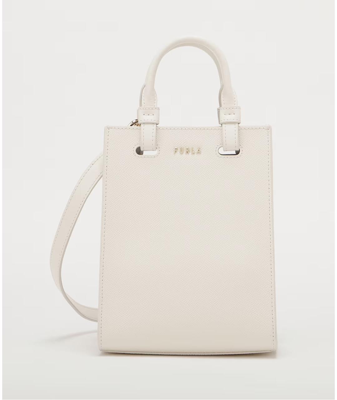 FURLA Белая кожаная сумка с короткими ручками, фото 7