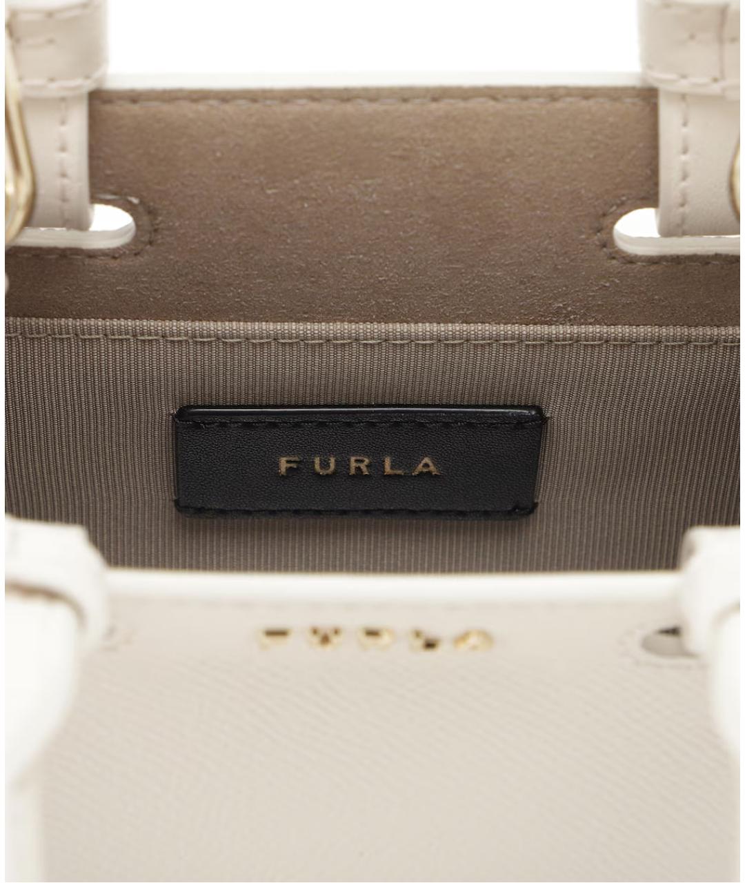 FURLA Белая кожаная сумка с короткими ручками, фото 4