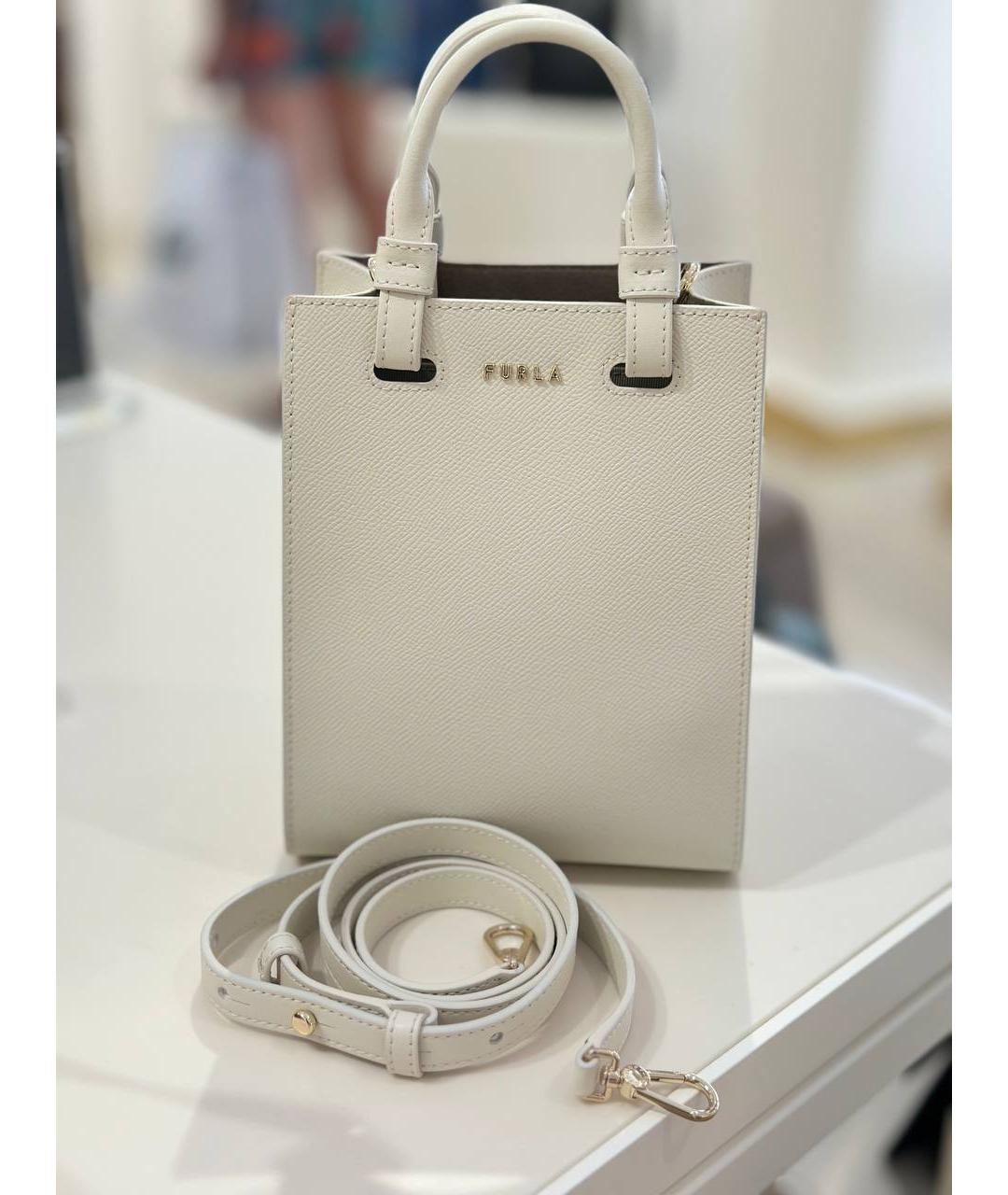 FURLA Белая кожаная сумка с короткими ручками, фото 5