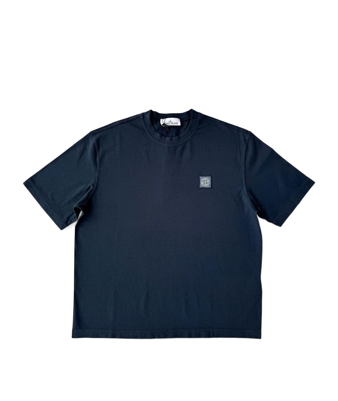 STONE ISLAND Темно-синяя хлопковая футболка, фото 7