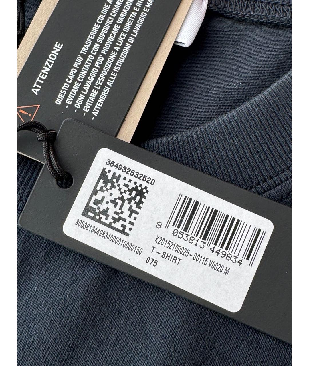 STONE ISLAND Темно-синяя хлопковая футболка, фото 6