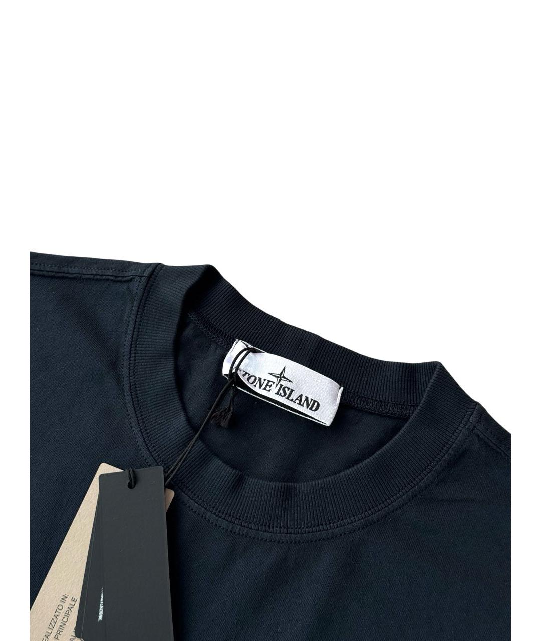 STONE ISLAND Темно-синяя хлопковая футболка, фото 3
