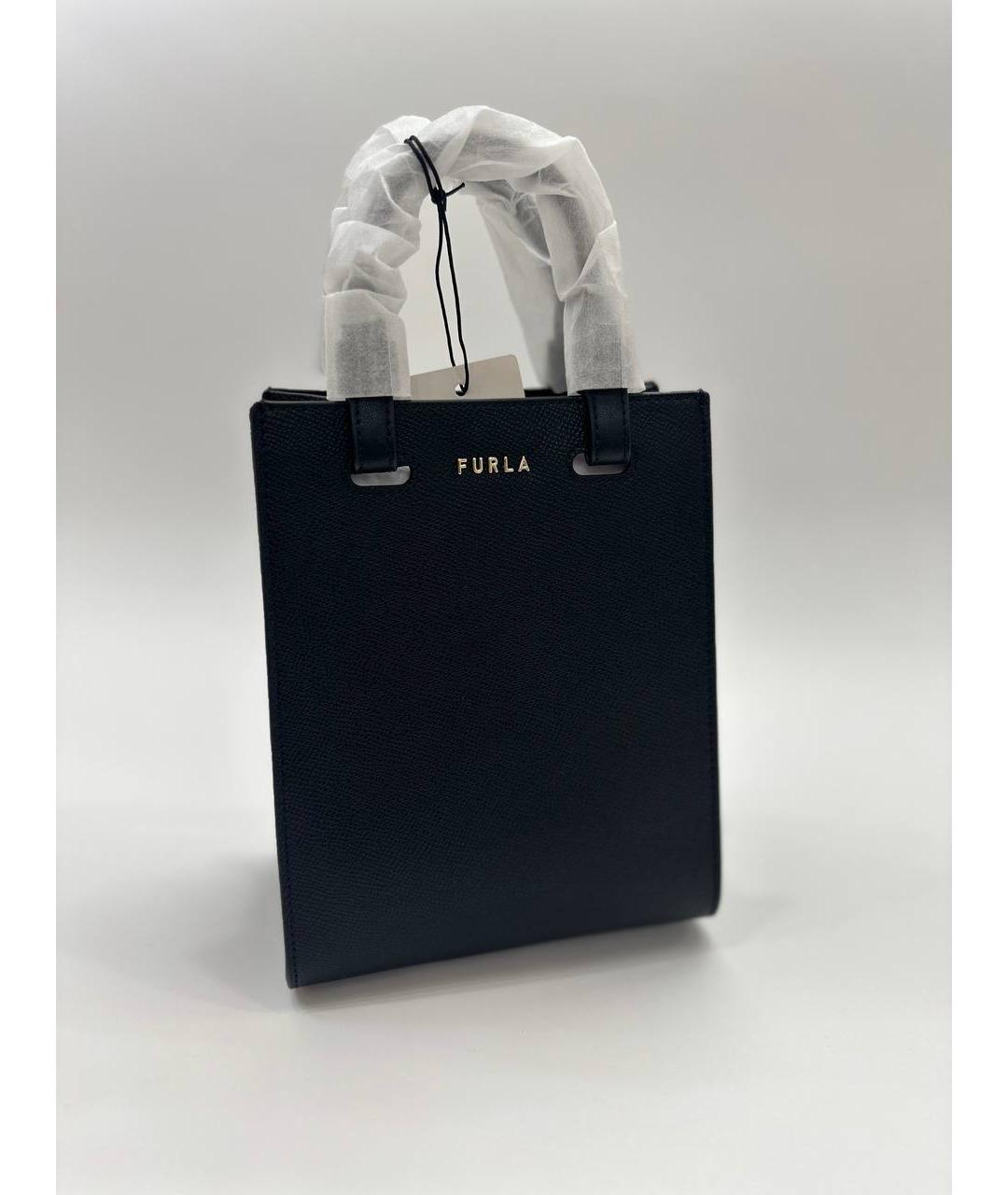 FURLA Черная кожаная сумка с короткими ручками, фото 3