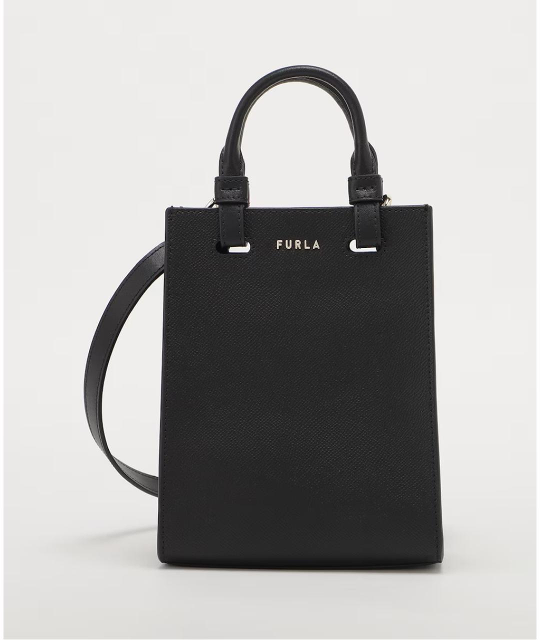 FURLA Черная кожаная сумка с короткими ручками, фото 7