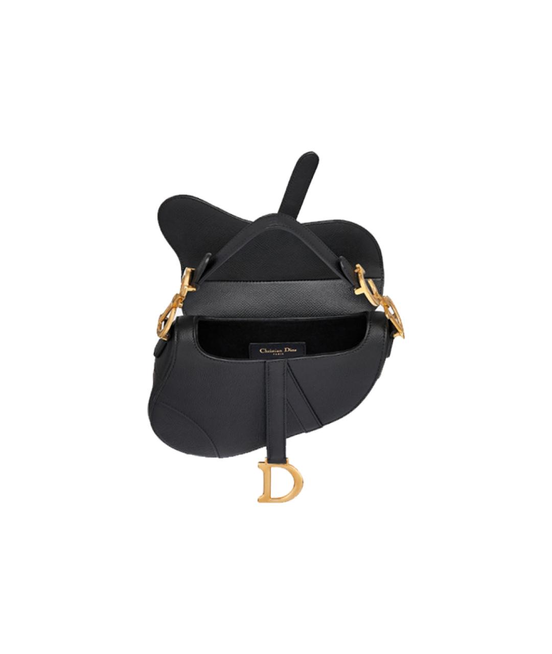 CHRISTIAN DIOR Черная кожаная сумка через плечо, фото 4