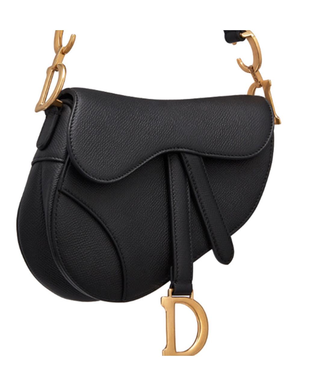 CHRISTIAN DIOR Черная кожаная сумка через плечо, фото 5