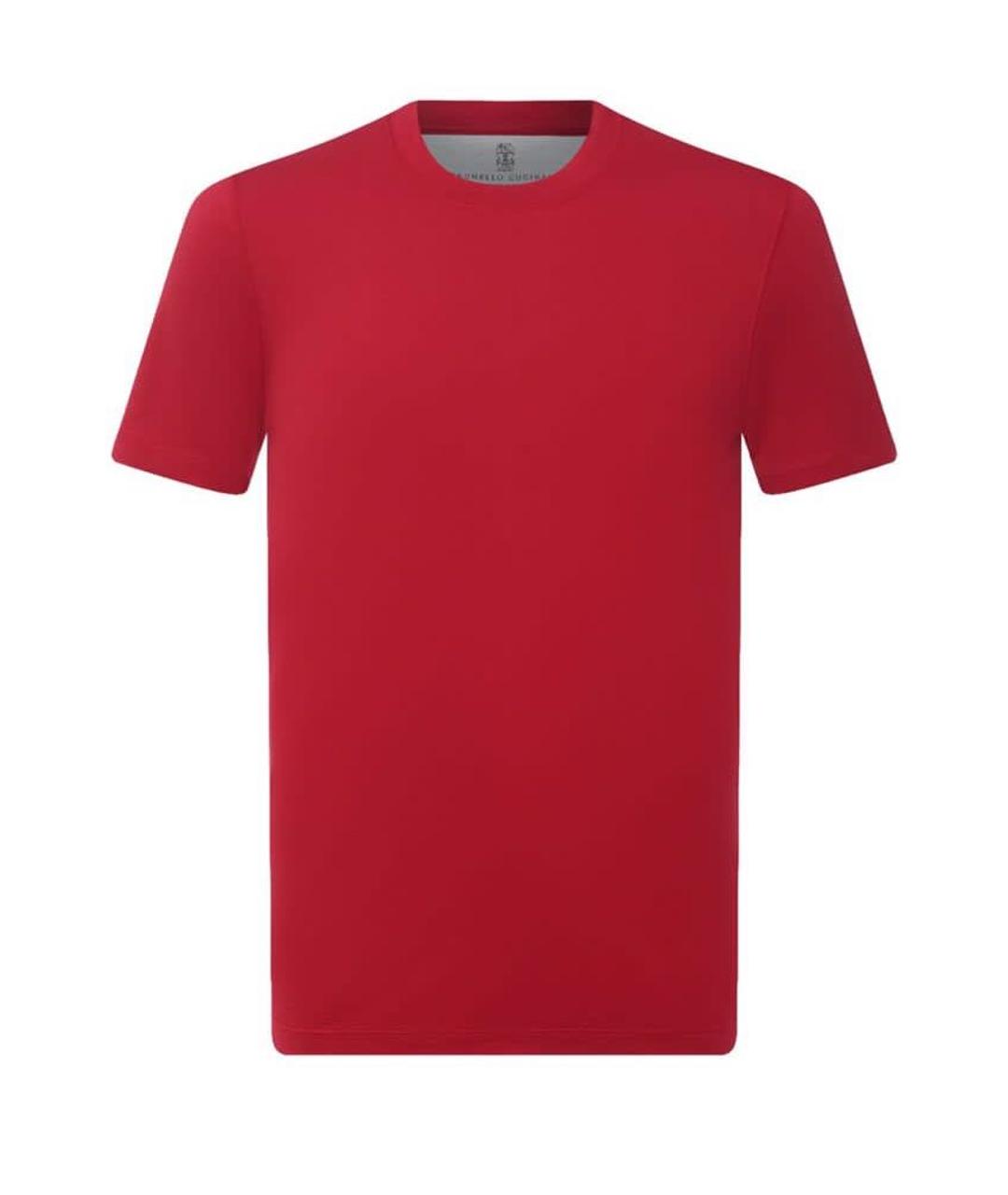 BRUNELLO CUCINELLI Красная хлопковая футболка, фото 2