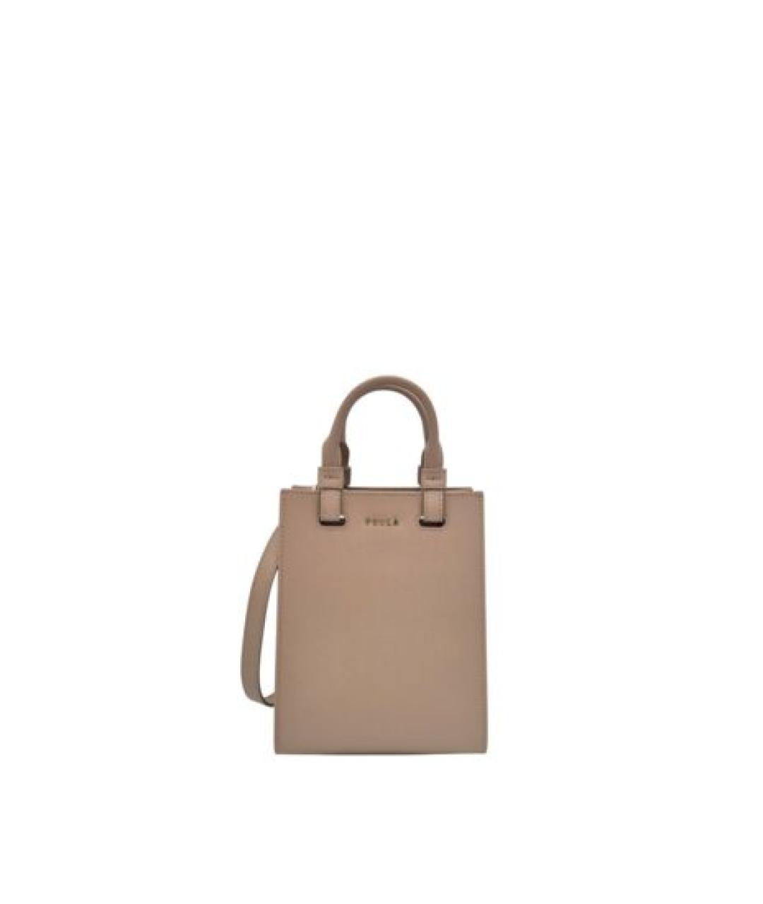 FURLA Коричневая кожаная сумка с короткими ручками, фото 5