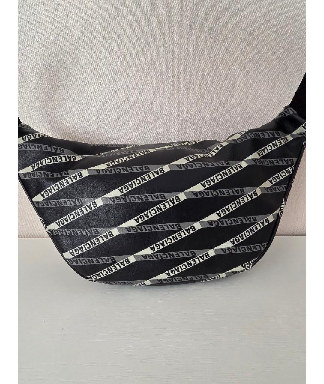 BALENCIAGA Черная кожаная поясная сумка, фото 2
