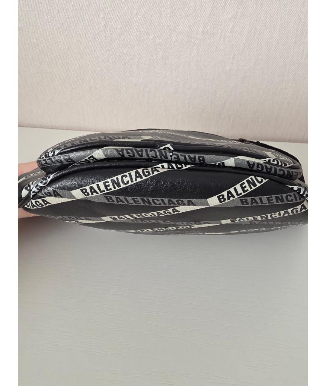 BALENCIAGA Черная кожаная поясная сумка, фото 3