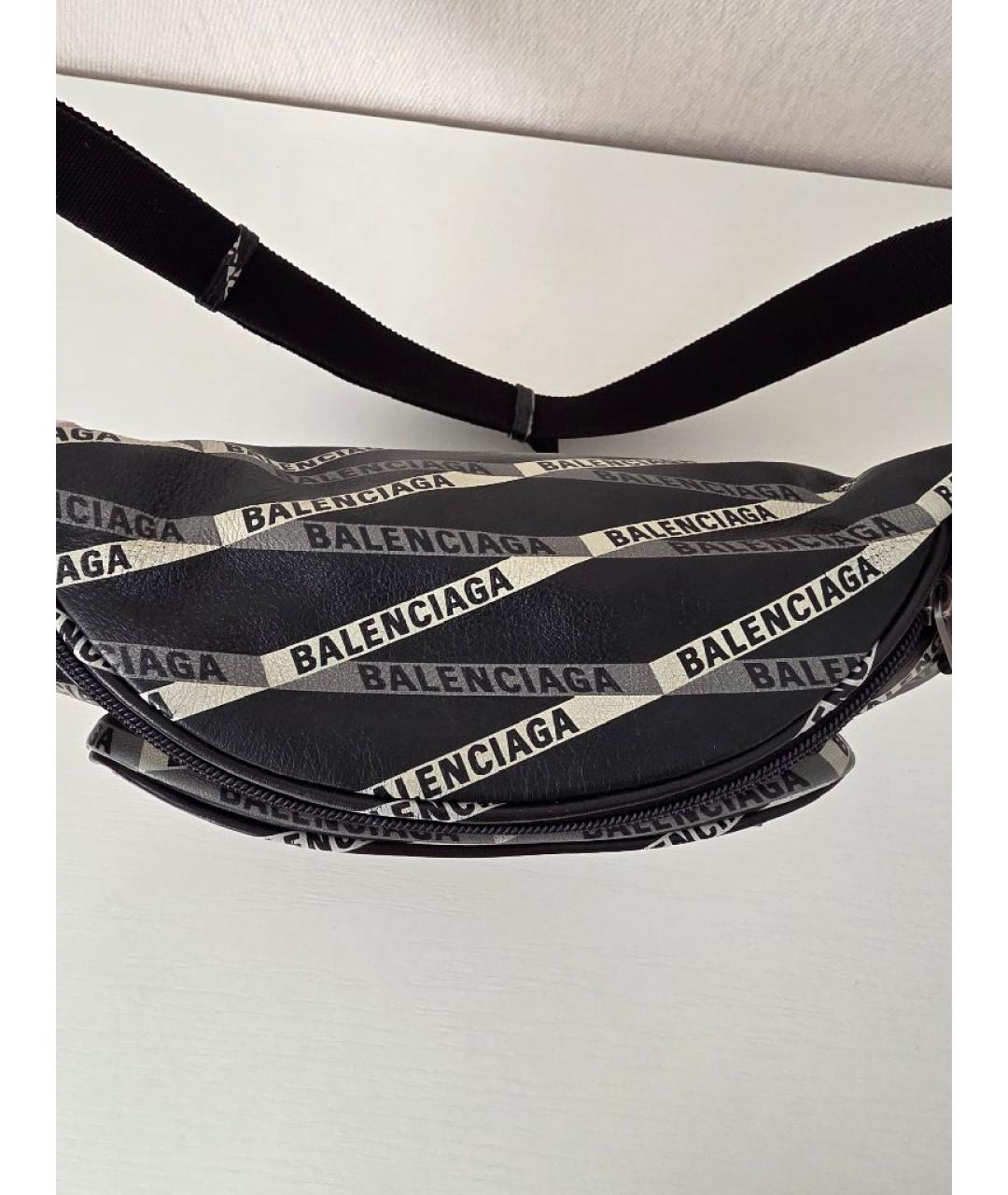 BALENCIAGA Черная кожаная поясная сумка, фото 5