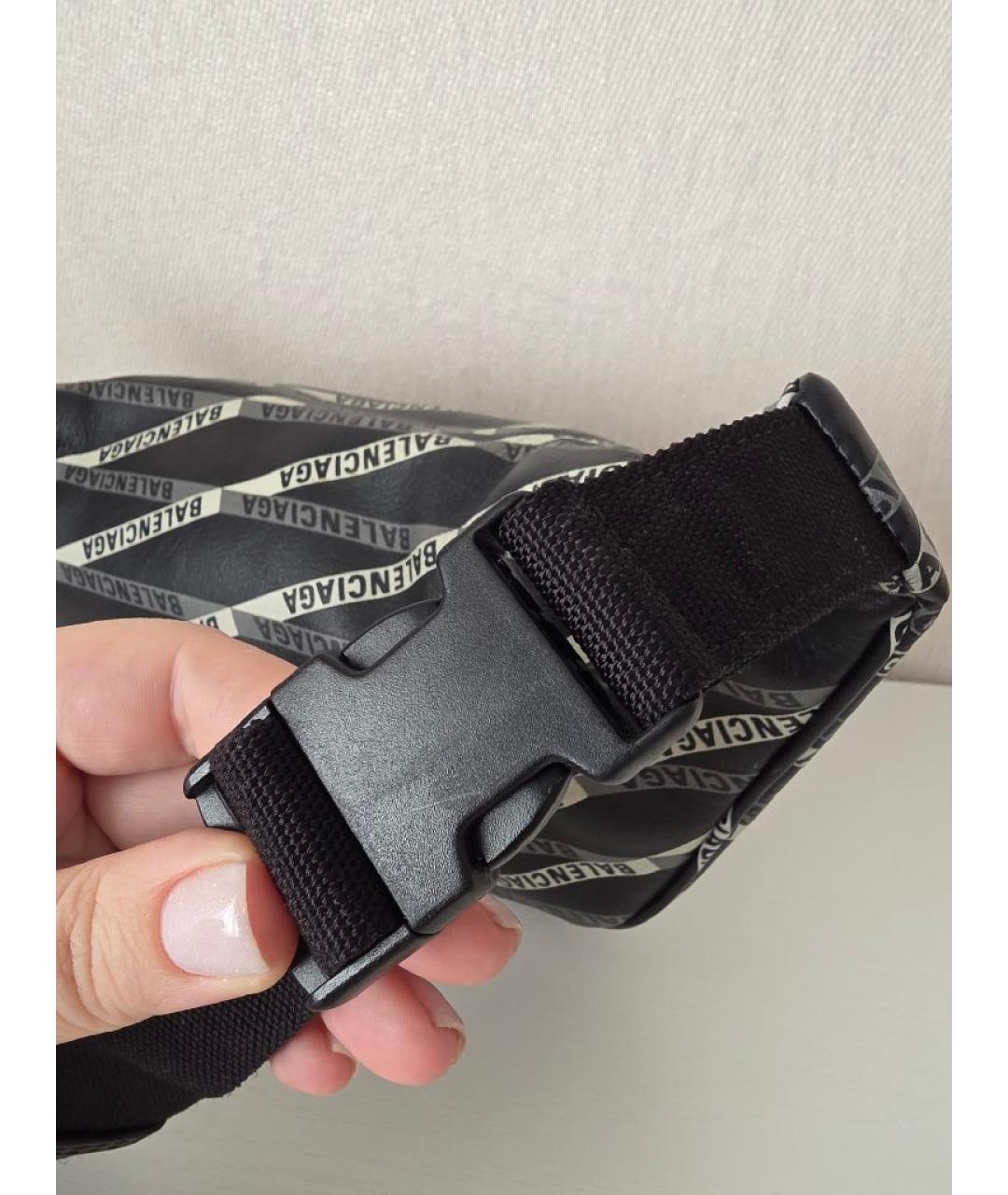 BALENCIAGA Черная кожаная поясная сумка, фото 8