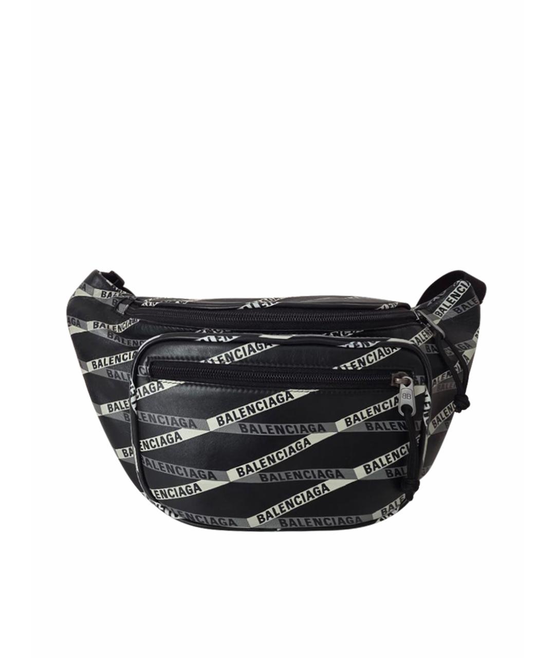 BALENCIAGA Черная кожаная поясная сумка, фото 1