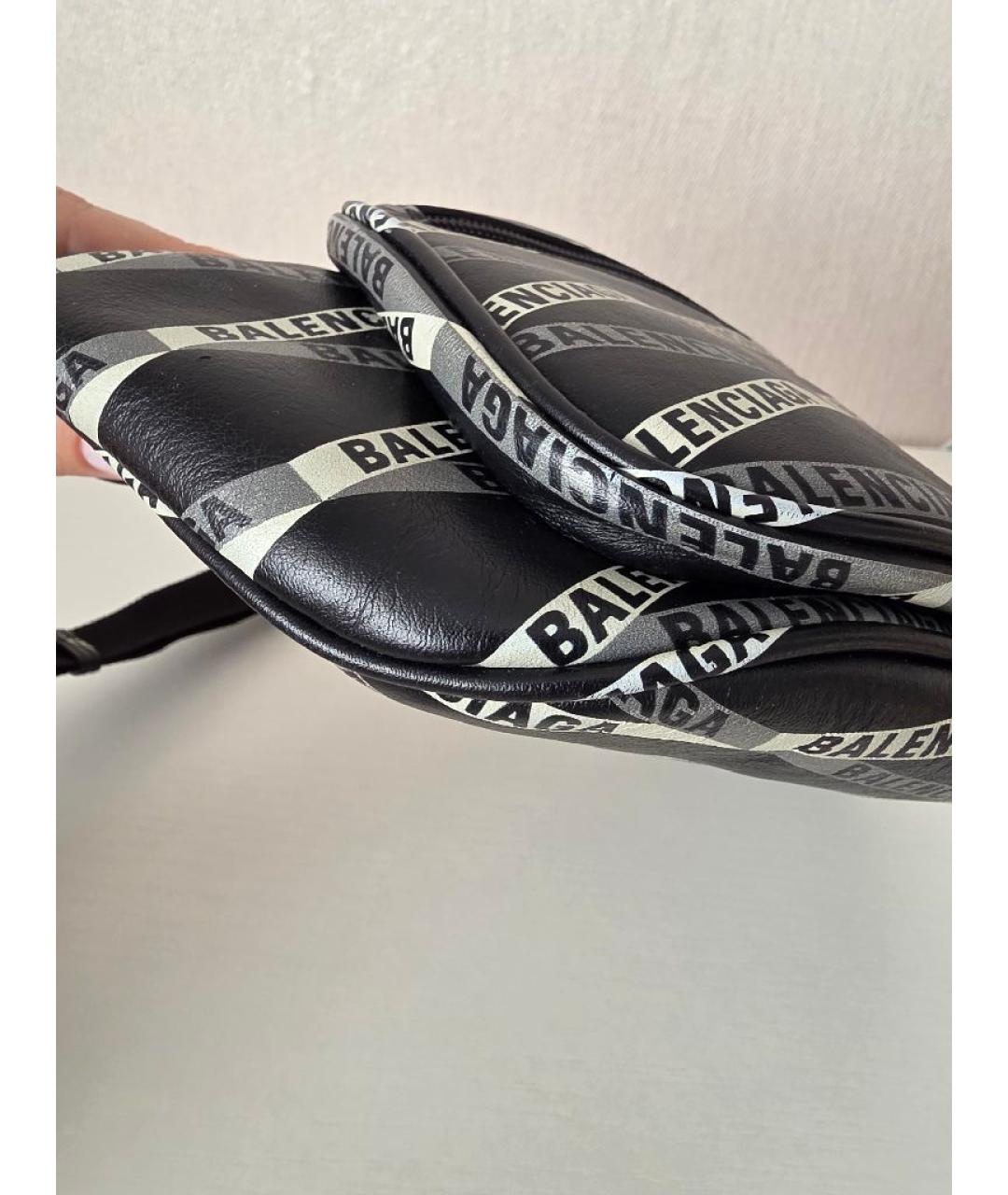 BALENCIAGA Черная кожаная поясная сумка, фото 7