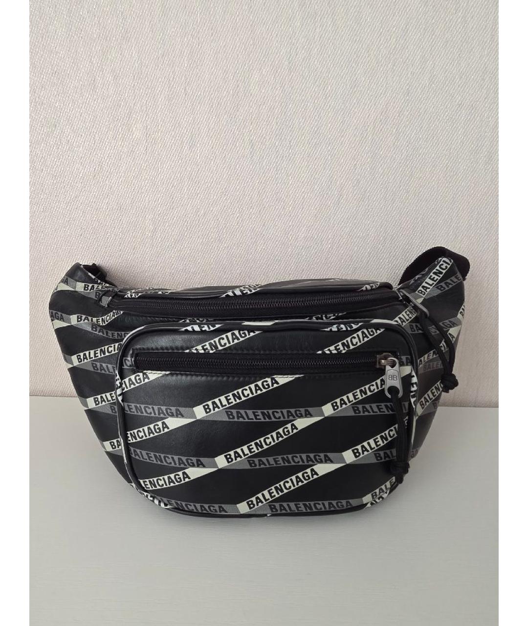 BALENCIAGA Черная кожаная поясная сумка, фото 10