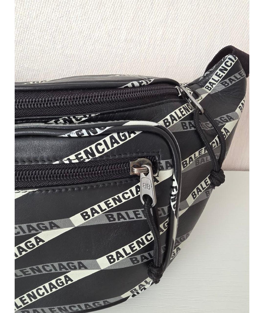 BALENCIAGA Черная кожаная поясная сумка, фото 9