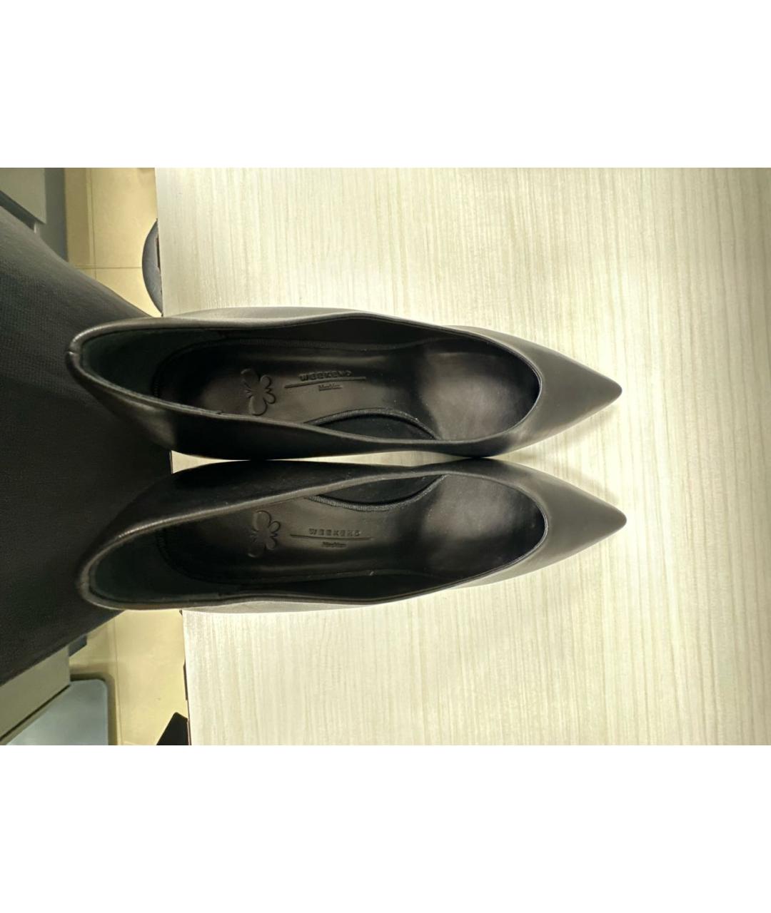 WEEKEND MAX MARA Черные кожаные туфли, фото 3